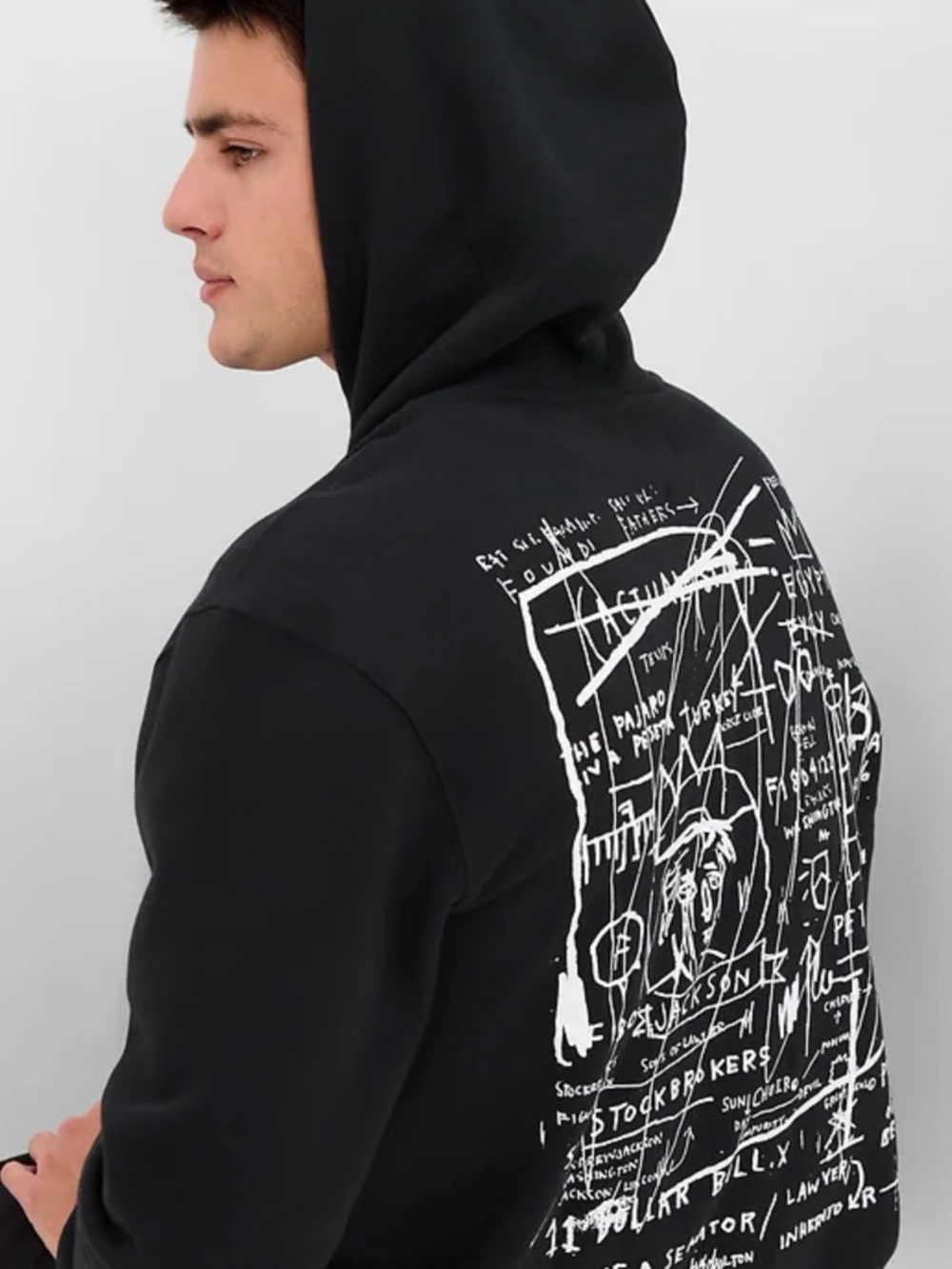 GAP Black Hoodie with White Basquiat Crown Graphic size Medium in EUC streetwear - Picture 10 of 10